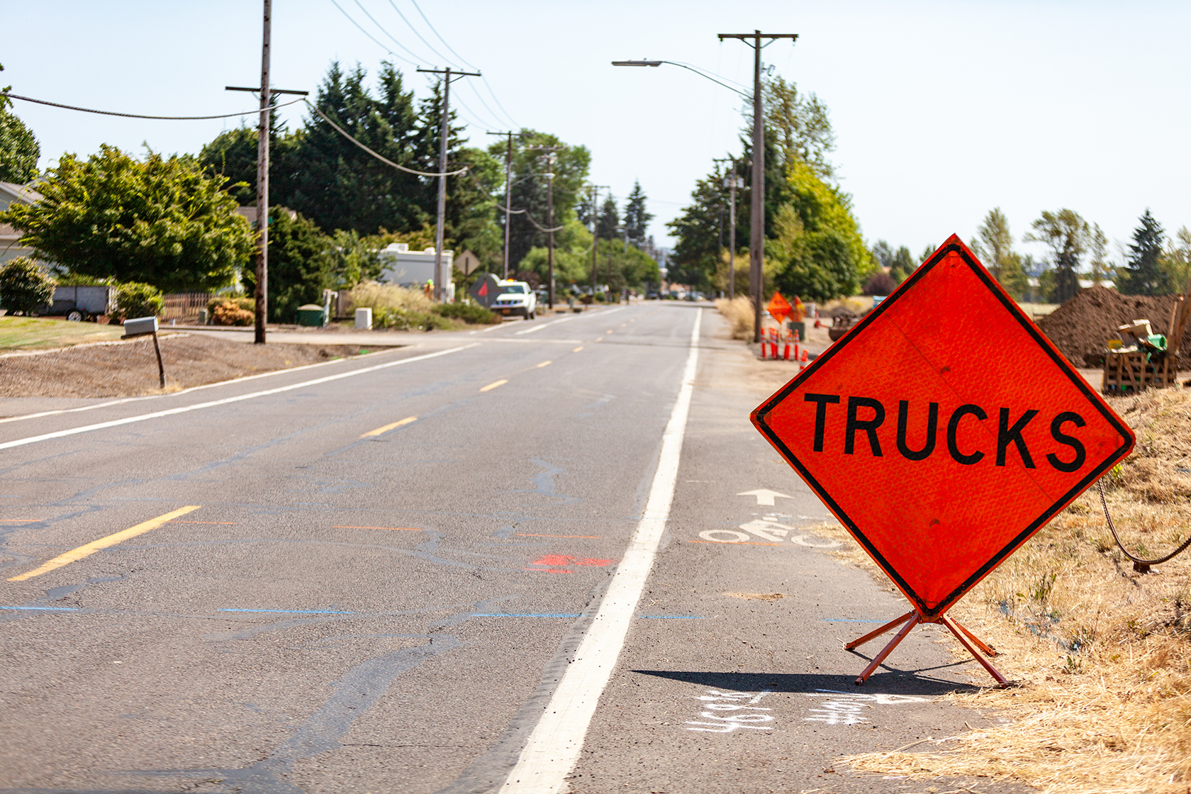 Street with Truck Construction sign